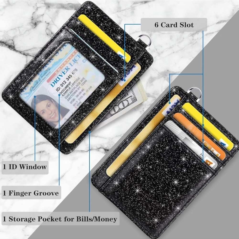 Black Glitter Card Holder Wallet